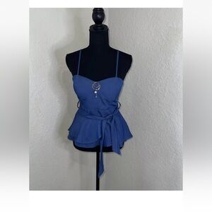 Poética Women’s Wrap Blouse Blue Size Large